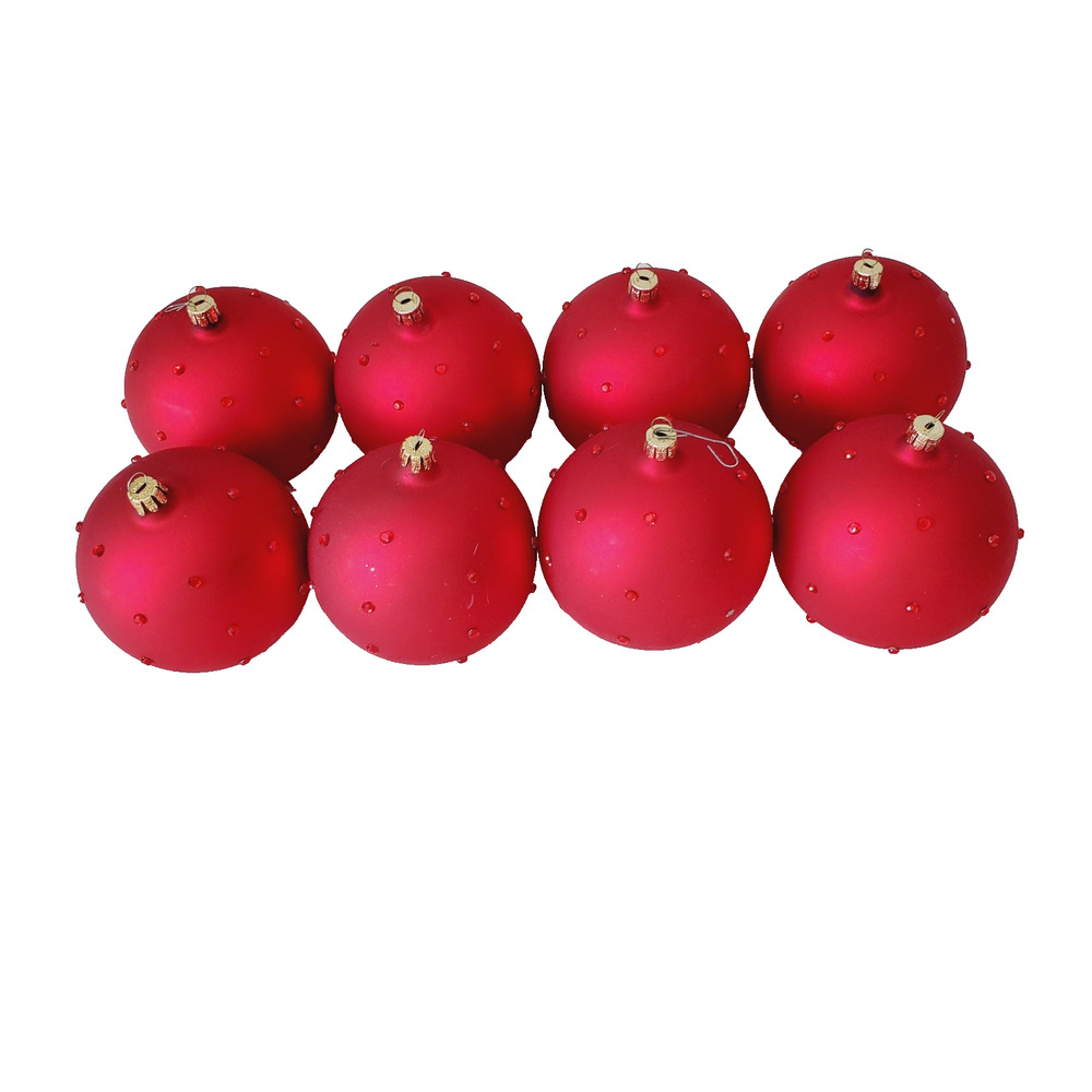 Vintage Dept 56 Embellished Rhinestone Ornaments X8 Large Red Collectible